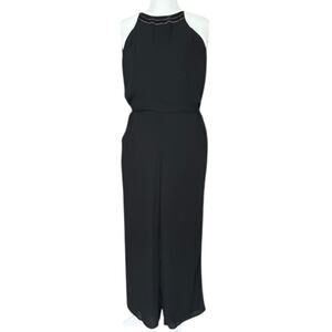 Eight Sixty Sleeveless Black Jumpsuit Women's Size M Beaded High Neck Glam